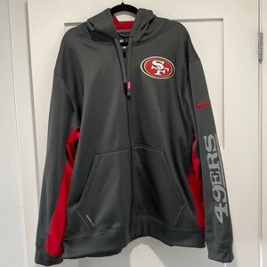 Nike NLF SF 49ers full zip-up hooded sweat jacket, XXL, gray & red.